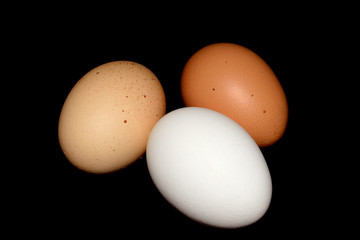 Three eggs on black