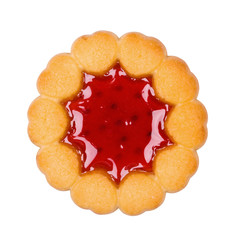 Bright cake closeup isolated on a white