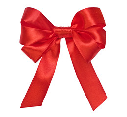 Bright red bow on the white