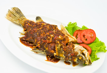 Fried snapper with chili sauce