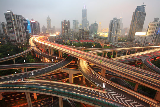 traffic in city at night