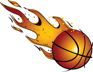 Flaming Basketball Vector Clip Art