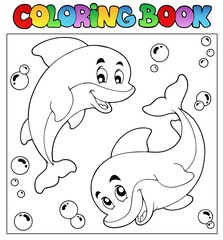 Fototapeta premium Coloring book with dolphins 1