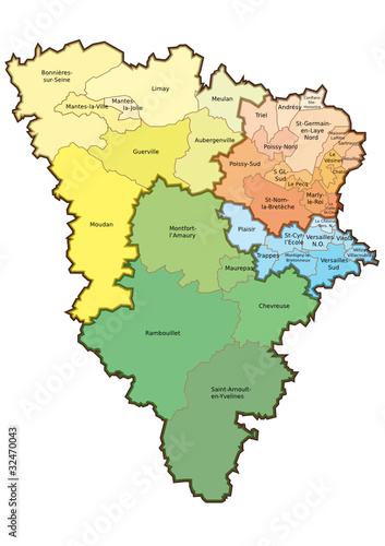 "Département des Yvelines - les cantons" fichier vectoriel ...