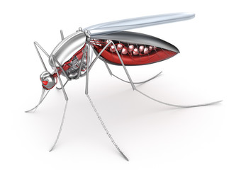 Mosquito. Robot bloodsucker. Isolated on white.