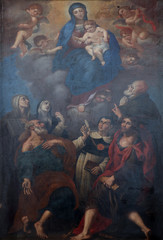 Virgin Mary with Child, angels and saints