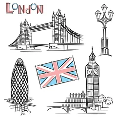 Abwaschbare Fototapete Doodle Londoner Wahrzeichen