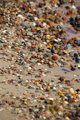 Close up of rounded and polished beach rocks