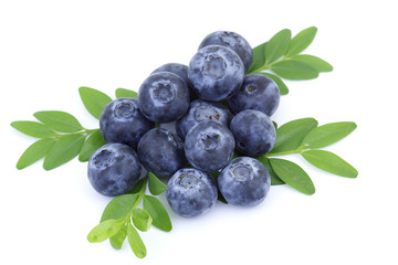 fresh blueberries isolated on white
