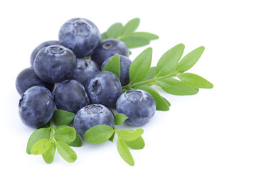 fresh blueberries isolated on white