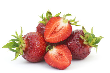 fresh strawberries isolated on white
