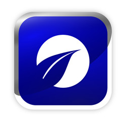 icône écologie sur bouton carré bleu