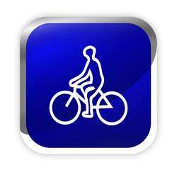 icône vélo sur bouton carré bleu