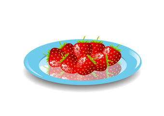 Strawberries on blue plate