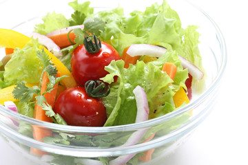 fresh vegetable salad on white background