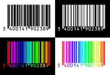 black, white and colored barcode