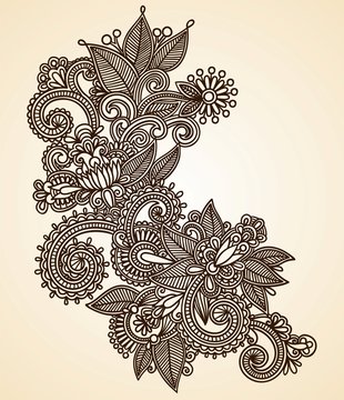 Hand-drawn abstract henna mendie design element