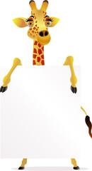 giraffe carton and blank sign