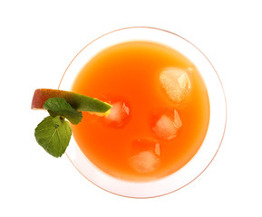 Summer fresh drink, isolated on white background.top view
