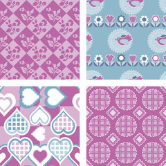 Set of 4 Patchwork Quilt Fabric Patterns