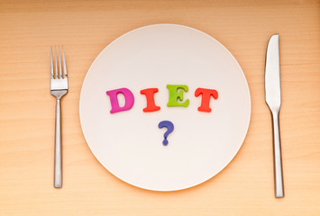 Plate with letters on the white background