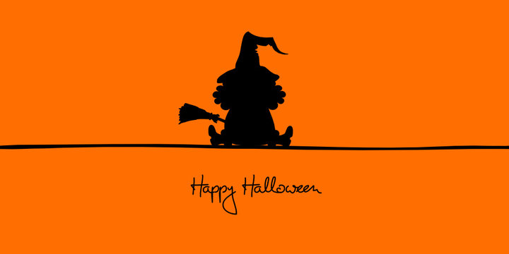Halloween Card Sitting Witch With Broom