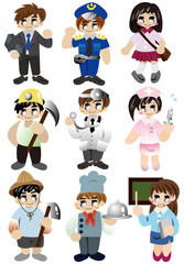 cartoon people work icon set.