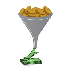 Sales funnel with coins