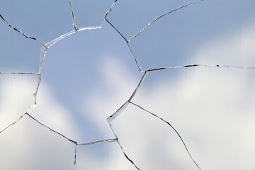 Glass hole cracks broken