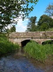 Fototapeta na wymiar An old stone bridge over a small stream