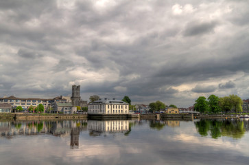 Limerick city hall with reflection in Shannon river