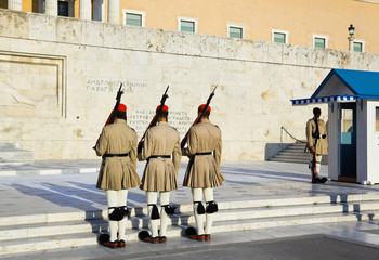 Changing guards near parliament at Athens