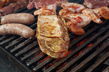 cooking meat  barbecue