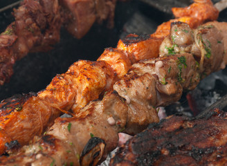 cooking meat  barbecue