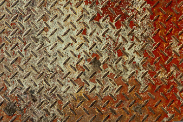 Rusty red and white  metal plate texture