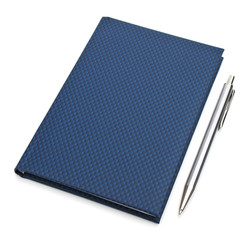 Notebook and pen isolated on white background