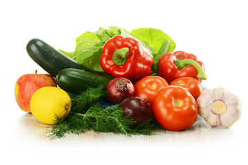 Raw vegetables isolated on white