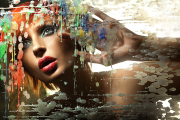 Colorful portrait of a beautiful redhead lady