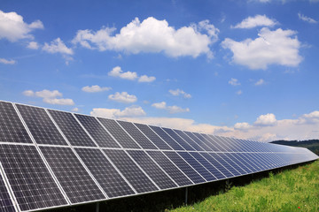 Detail of the Solar Power Station in the green spring Nature