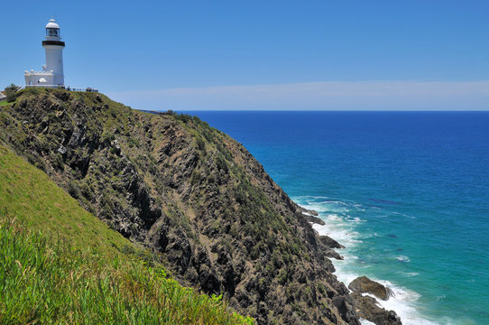 Ocean view with the Cape Byron lighthouse (Australia)