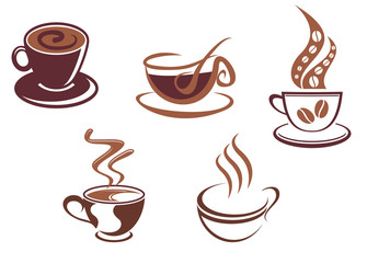 Coffee and tea symbols and icons