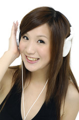 Smiling Headphones Woman