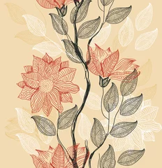 Papier Peint photo Fleurs abstraites fond floral rétro