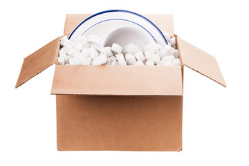 packing dishes in a box