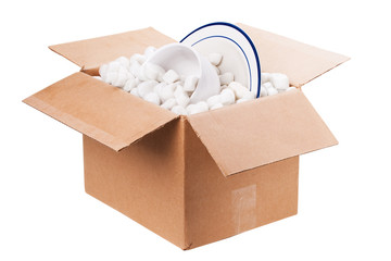 packing dishes in a box