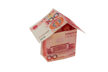 House of the Chinese renminbi money on  white background