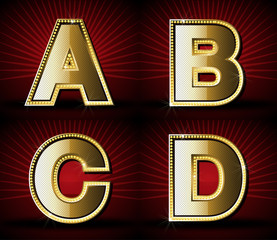 Vector Luxurious Gold Dimond Alphabet