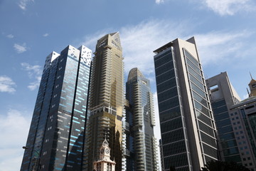 Downtown Singapore Skyscrapers at business district.