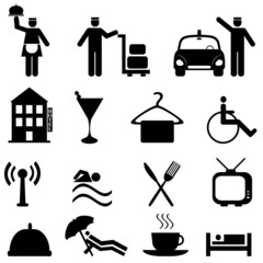 Hotel and hospitality icon set