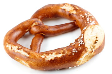 Pretzel shaped bread with salt
